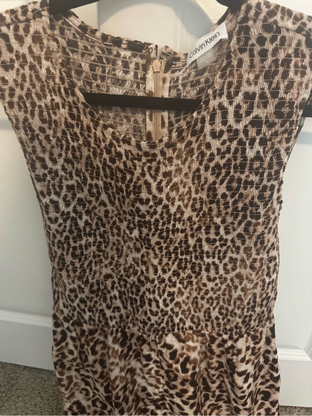 Calvin Klein Brown and Cream Animal Print Jumpsuit